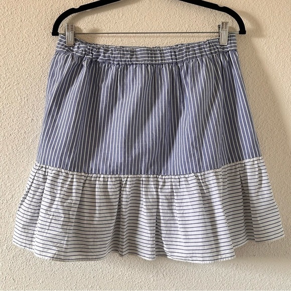 LOFT MIXED stripe Color Block mini tiered Skirt Women Size Medium - Picture 1 of 7